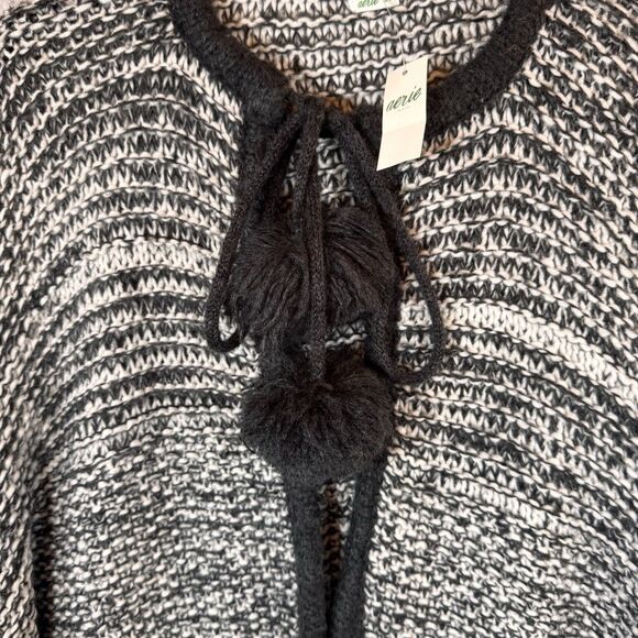 Aerie Cardigan Sweater Poncho One Size Women’s Open Front Pom Pom Tie Knit NEW - Picture 14 of 14